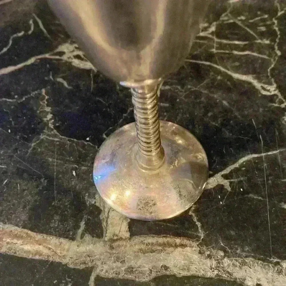 Vintage metal Goblet Chalice Wine Cup Modern Mid  Century Metal Glasses Stemware - Picture 11 of 16